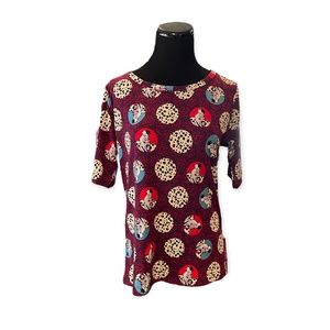 L LuLaRoe Disney Gigi Fitted Top Fabulous Cruella Deville Polka Dot Large